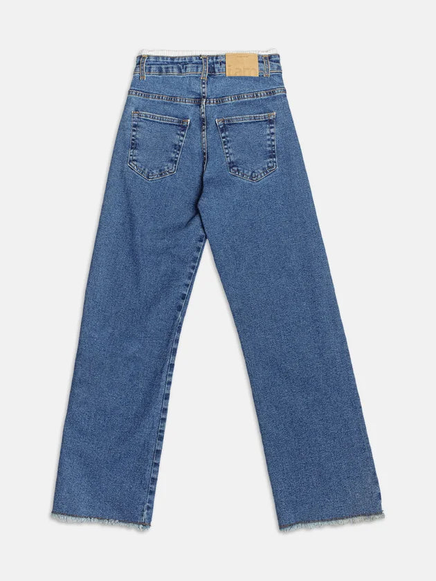 Calça Wide Denim Cós Boxer Jeans I Am