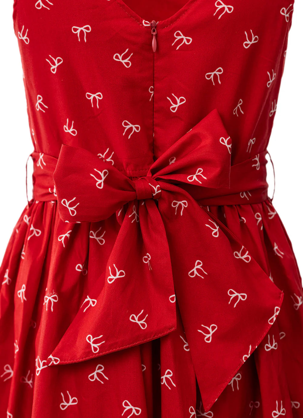 Vestido Algodão Lacinhos com Cinto Natal Pituchinhus