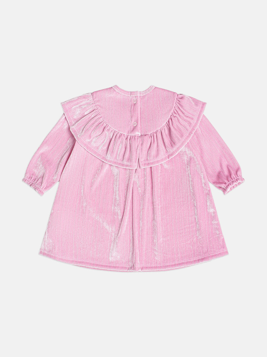 Vestido Em Plush Canelado Rosa Lilas Momi