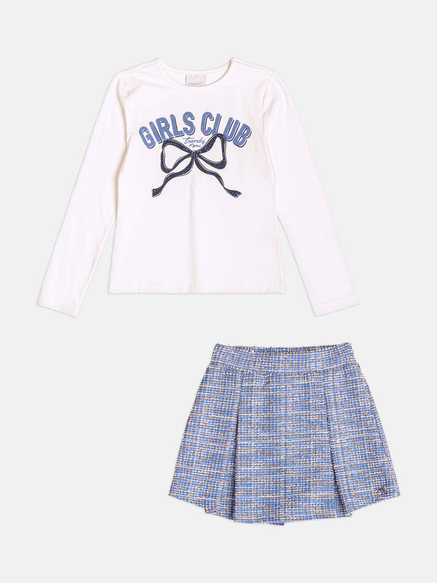 Conjunto Manga Longa Blusa Shorts Perola Momi