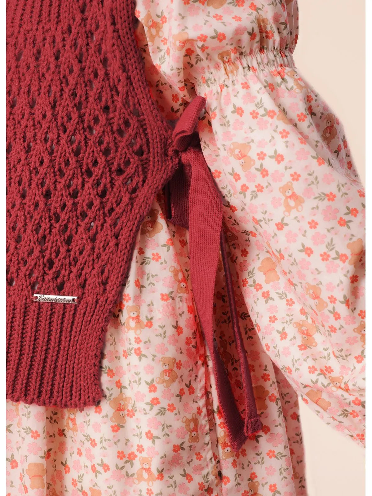 Colete Tricot Ponto Rendado Vermelho - BambolePetit