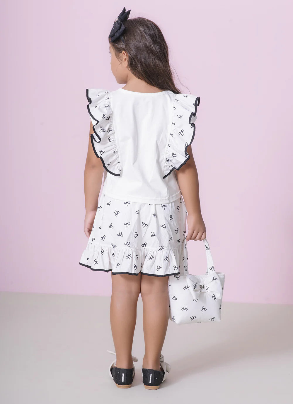 Saia Short Babado Algodão Estampa Lacinhos Pituchinhus