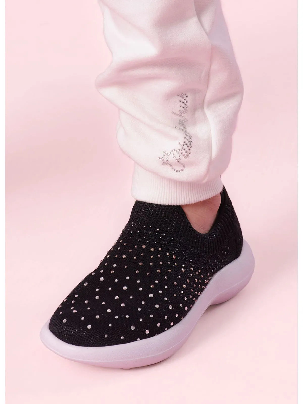 Tenis Knit Cristais Degradê Preto - BambolePetit