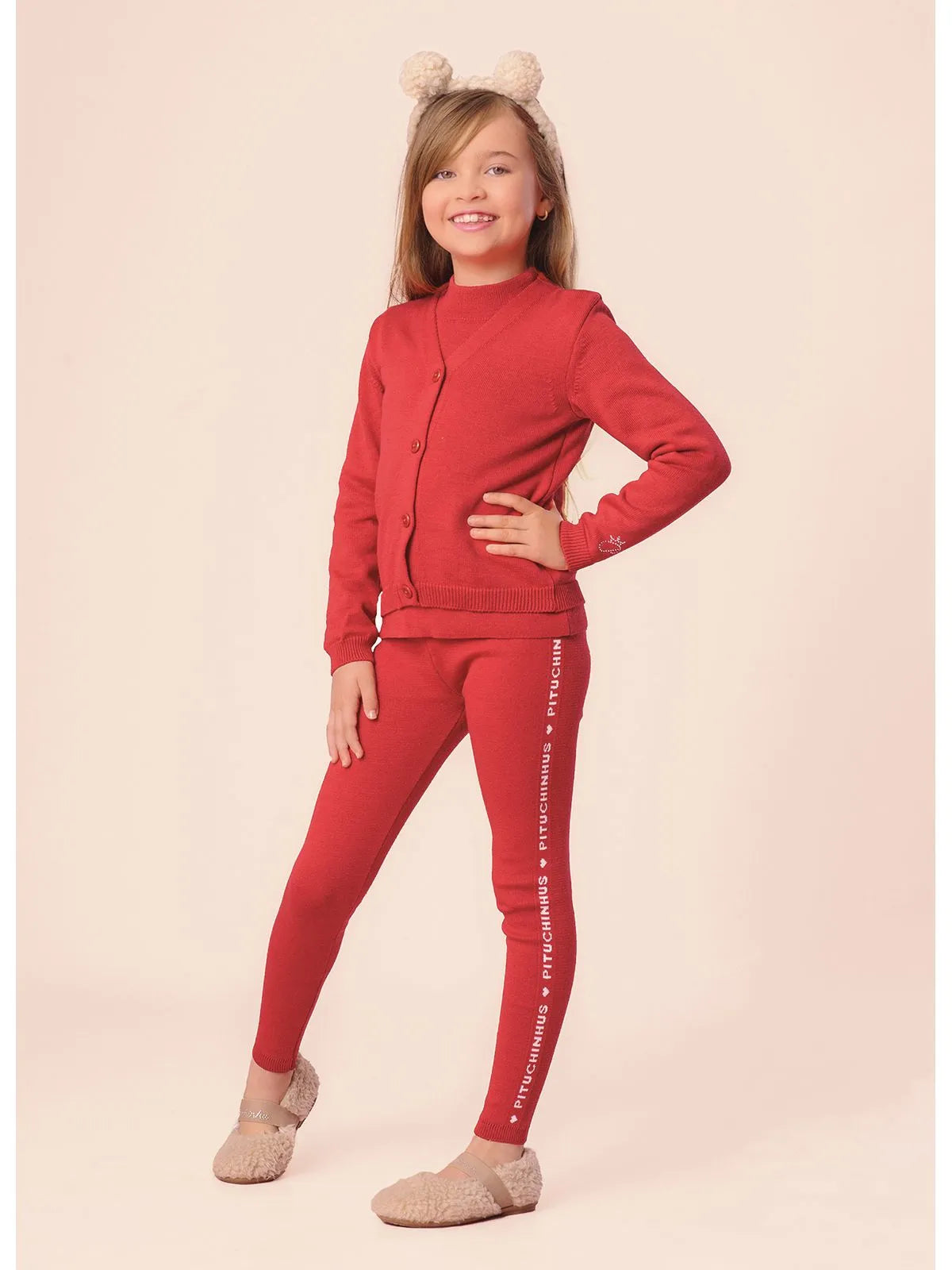 Calça Legging Tricot Pituchinhus Vermelho - BambolePetit