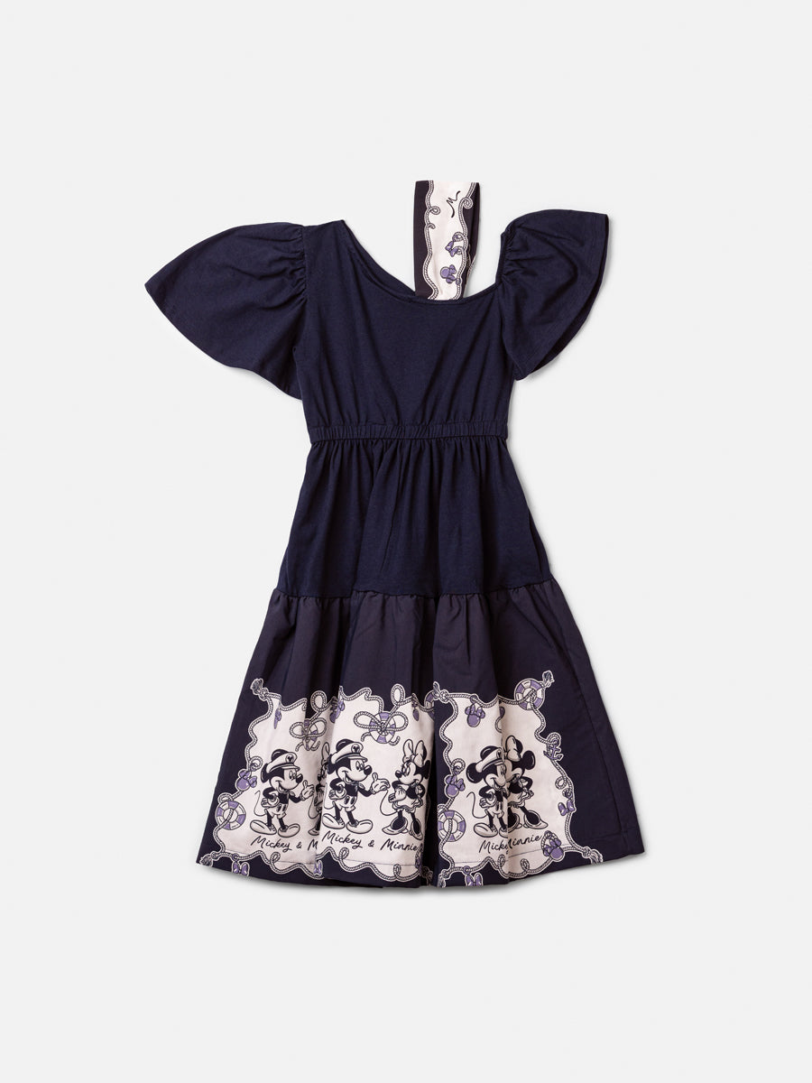 Vestido Malha Mickey e Minnie Azul Anime