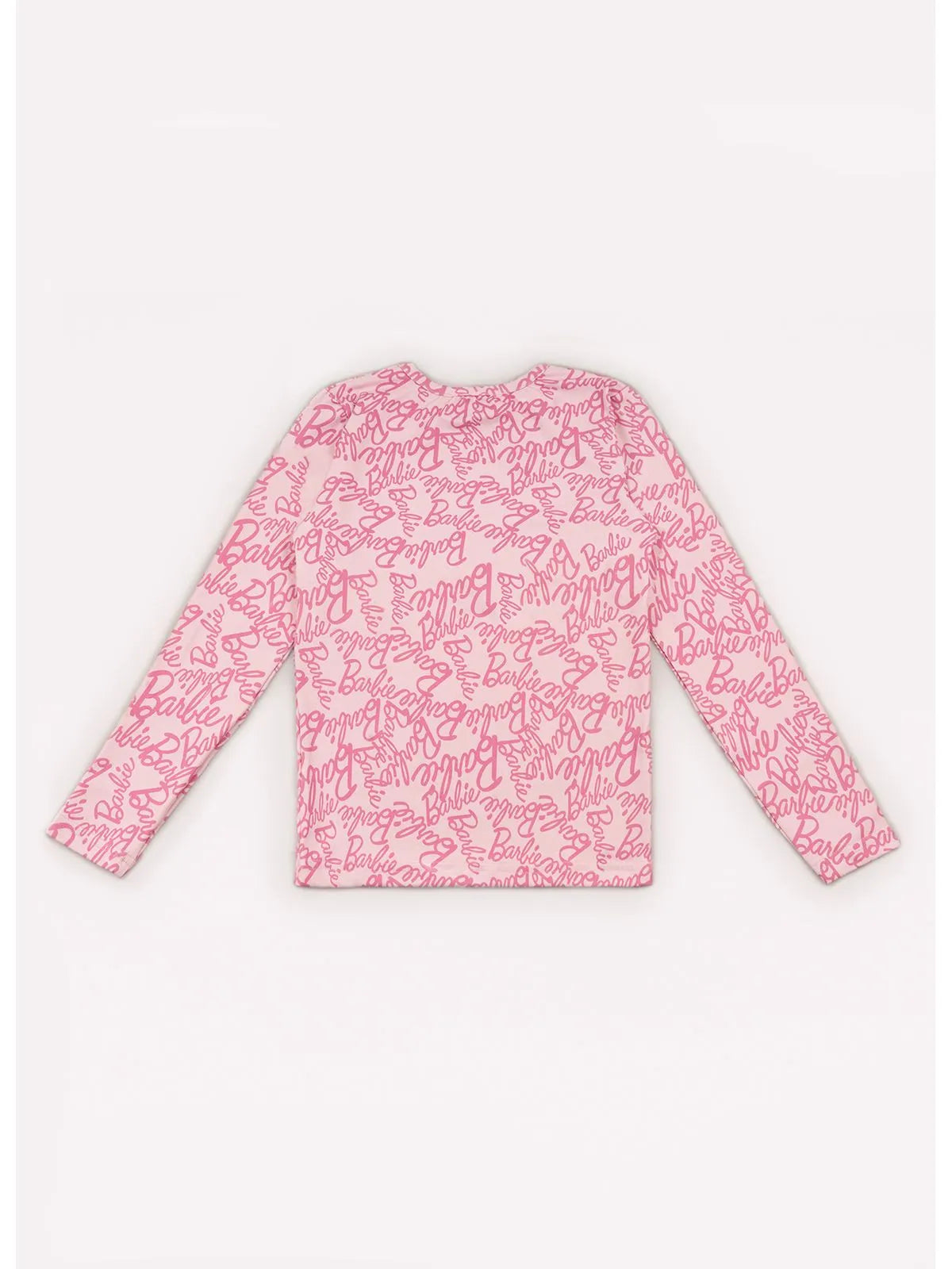 Blusa Light Manga Longa Estampada Barbie Fundo Rosa - BambolePetit