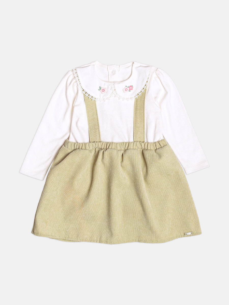 Vestido Manga Longa Saia Veludo Cotele Perola Momi