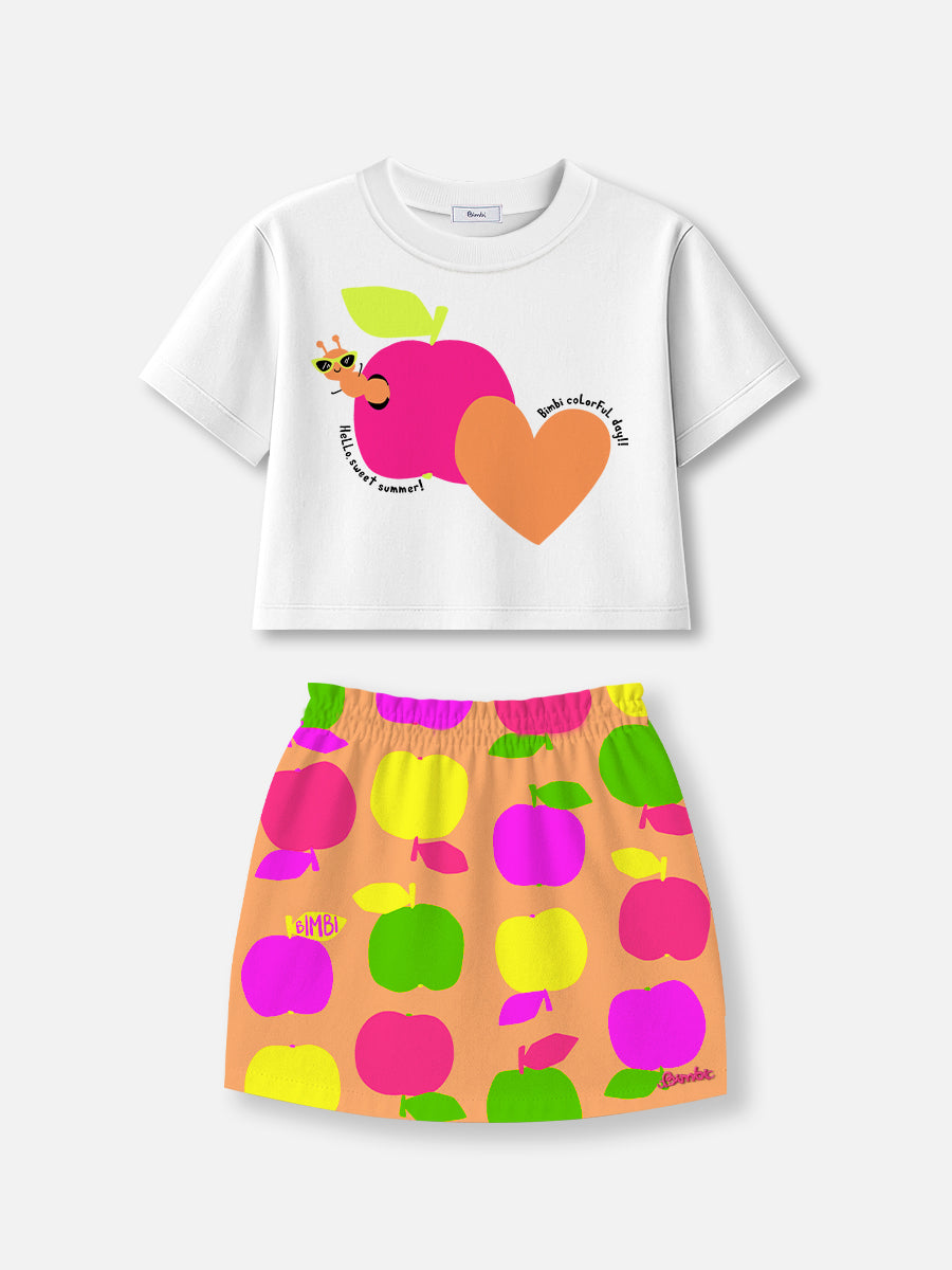 Conjunto Rosa Fruit Print de Maçãs Bimbi