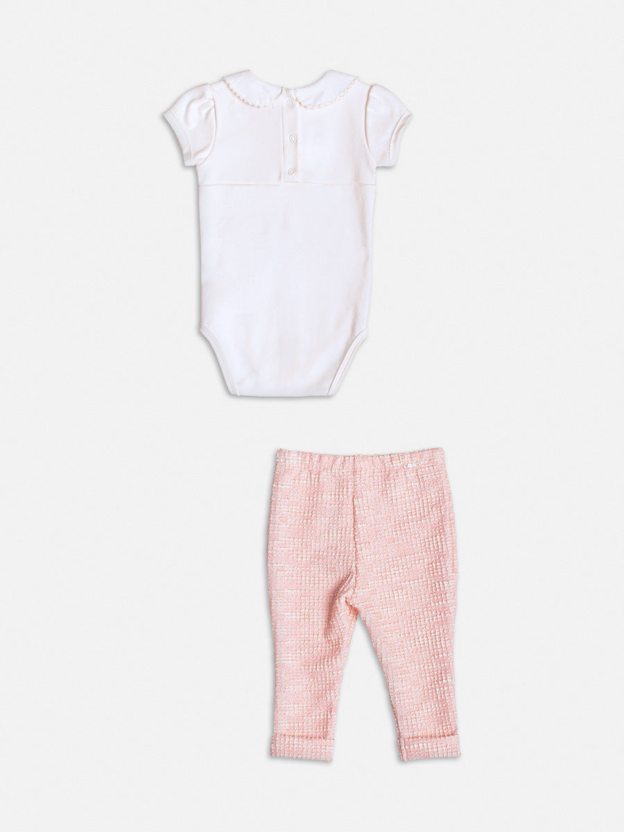 Conjunto Body Manga Curta Calca Perola - BambolePetit