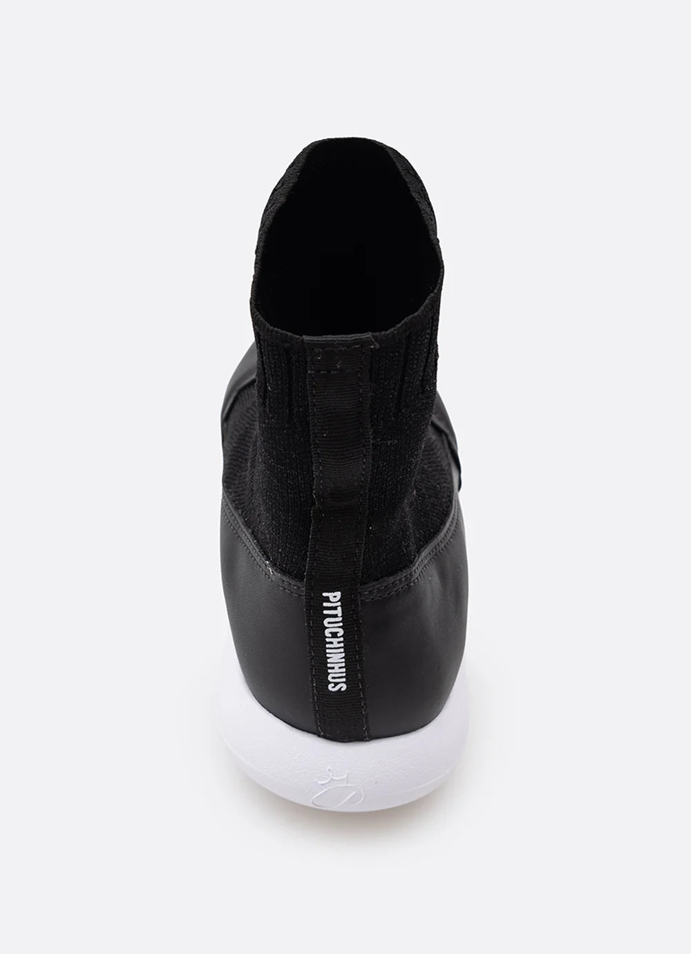 Bota Knit Biqueira Couro Preto Pituchinhus
