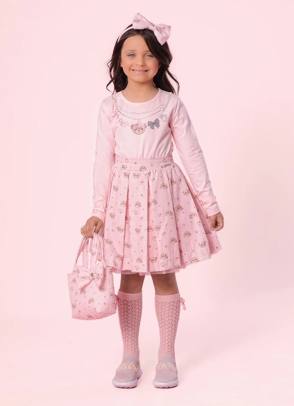 Meia Tricot Ponto Rendado Rosa Baby Pituchinhus