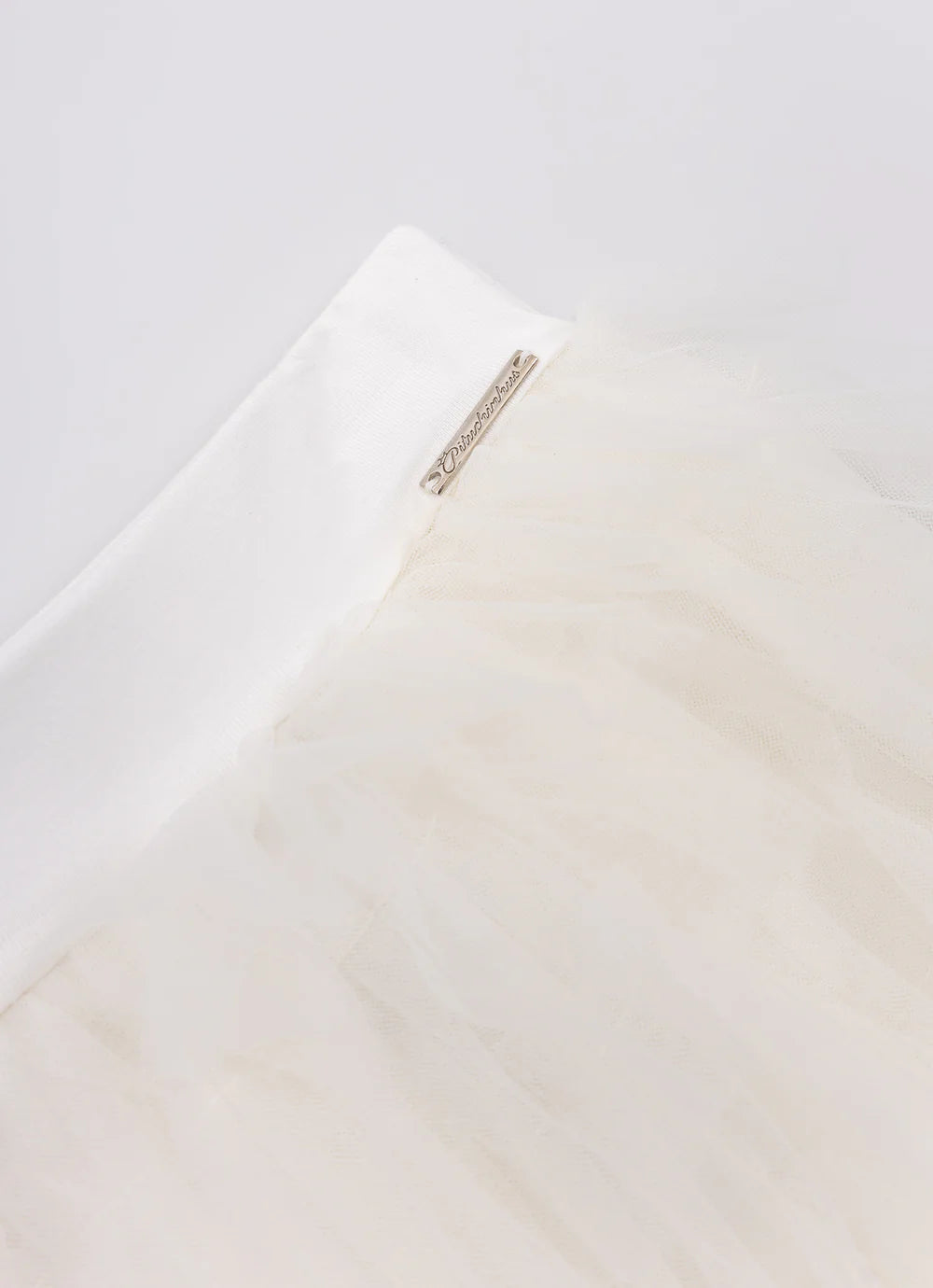 Saia Short Tule Babados Off White Pituchinhus