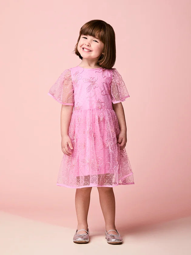 Vestido Tule Laco Girly Rosa Momi