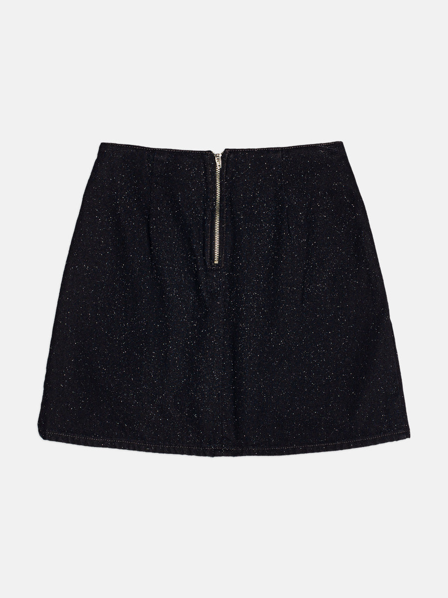 Saia Jeans Black Glitter Preto I Am