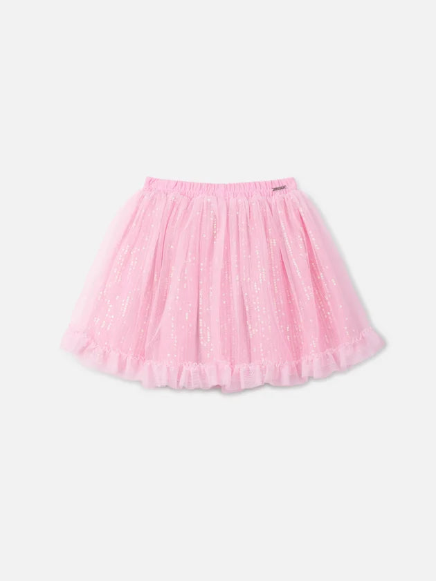 Saia de Tule Rosa com Brilhos