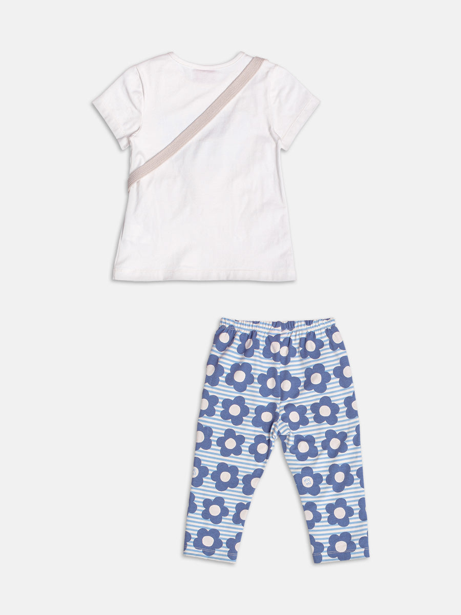Conjunto Blusa e Legging Flores Fofas Azul Momi