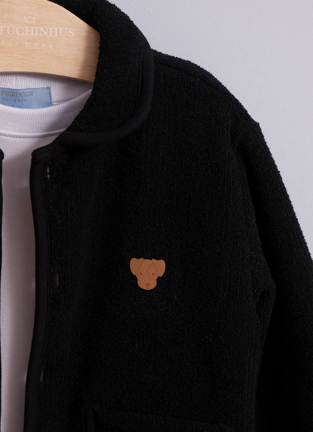 Casaco Tweed Bolsos For Boys Preto Pituchinhus