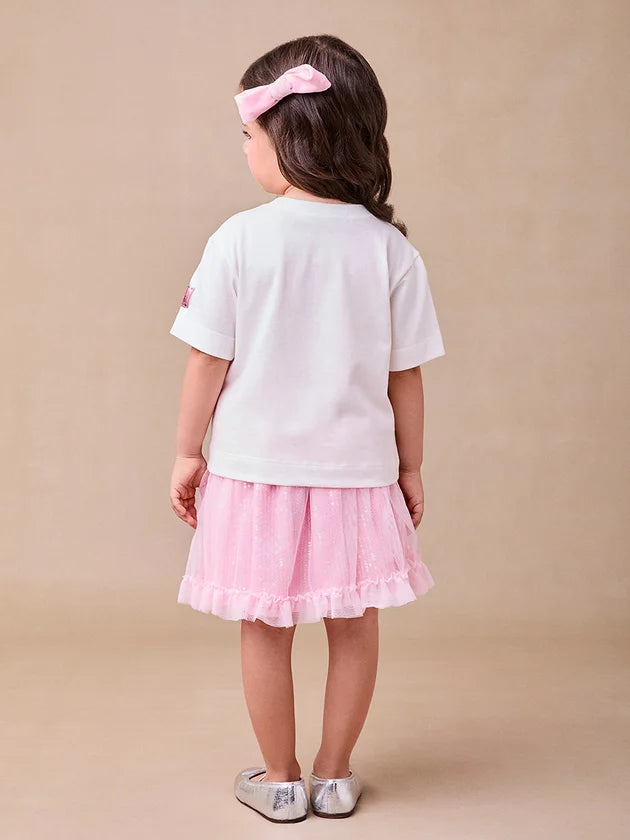 Saia de Tule Rosa com Brilhos