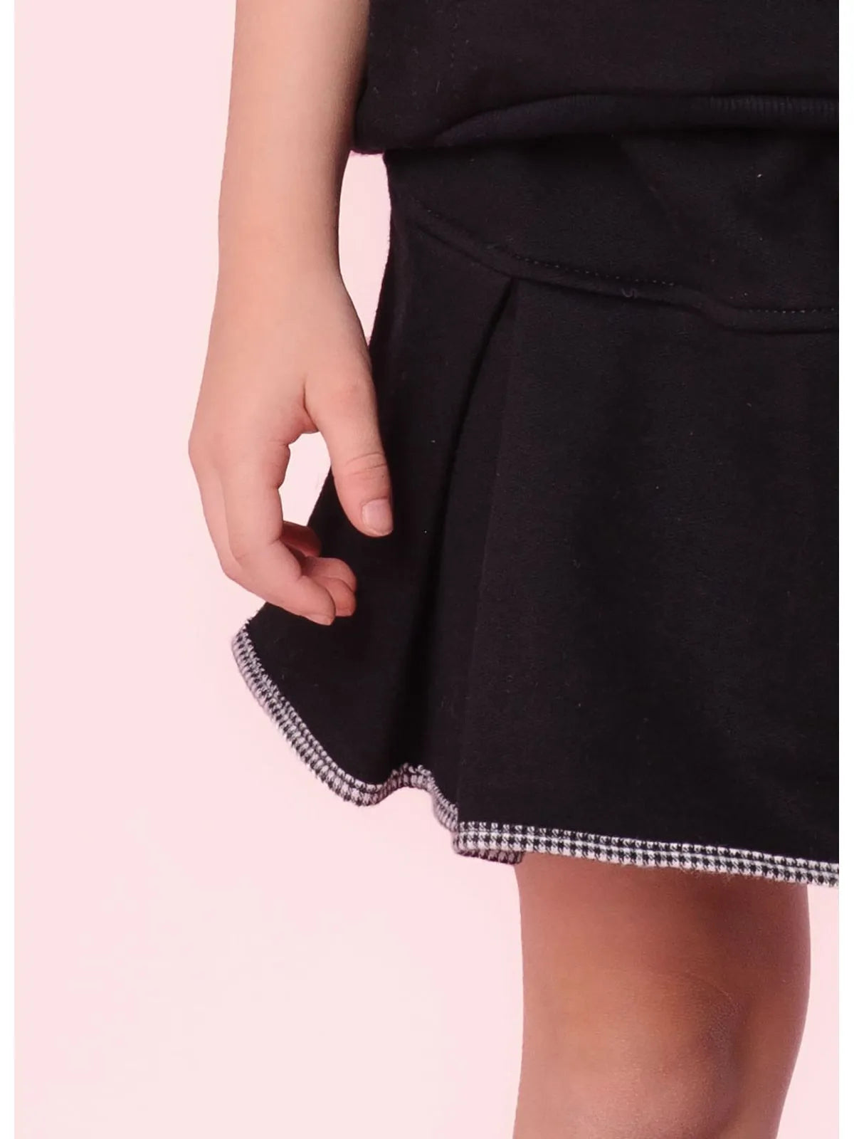 Saia Short Moletom Pregas Debrum Xadrez Preto - BambolePetit