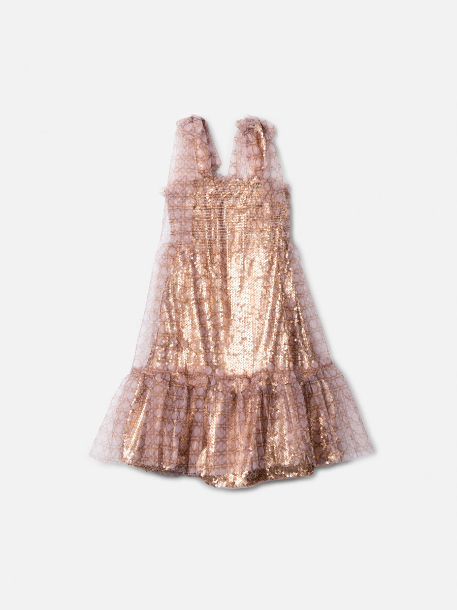 Vestido Paete com Tule Palha Anime