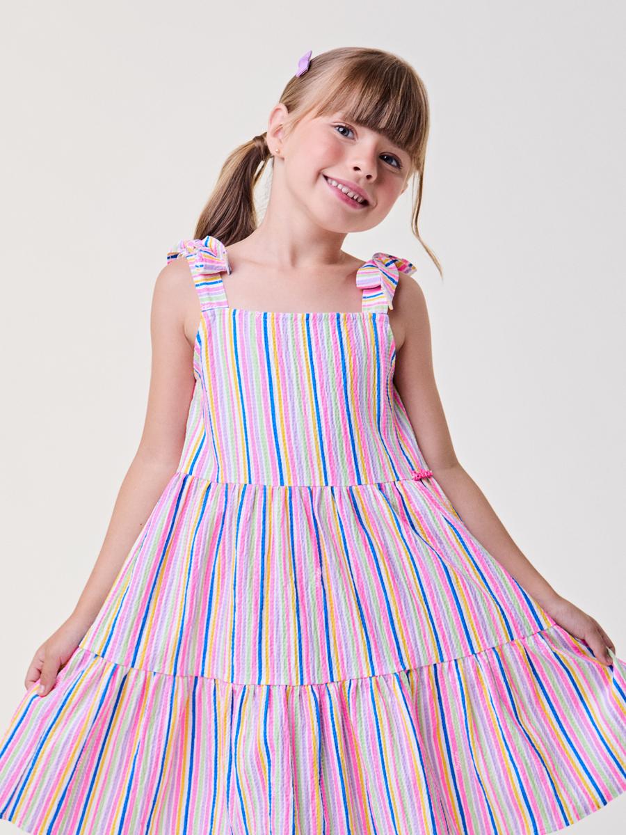 Vestido com Listras Coloridas Bimbi