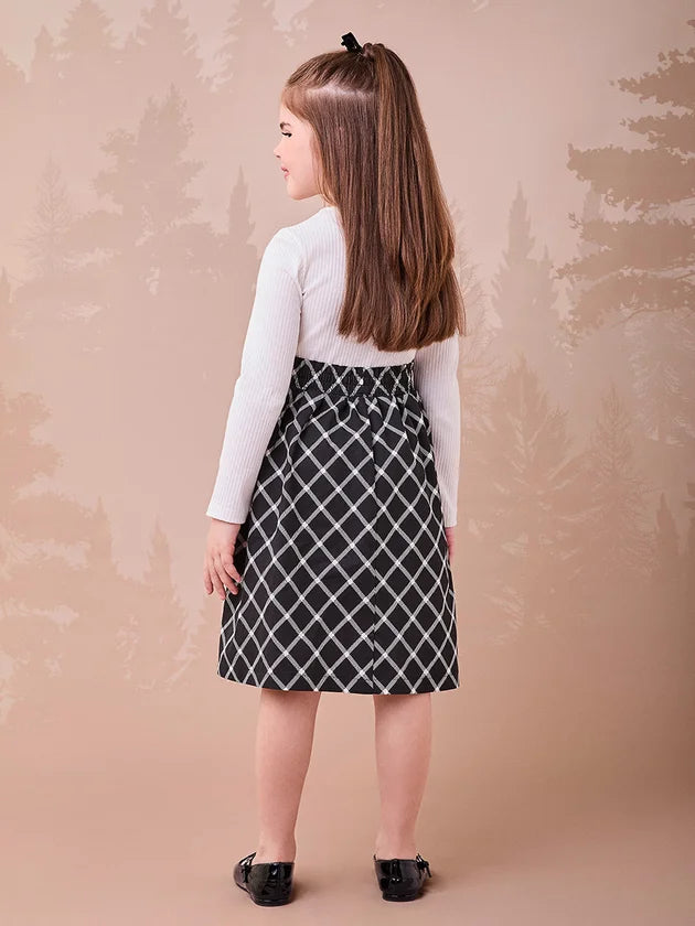 Vestido Preto com Saia Xadrez Momi - BambolePetit