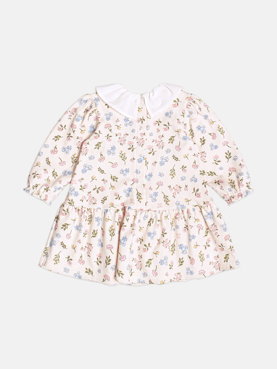 Vestido Manga Longa Flowers Com Gola Momi