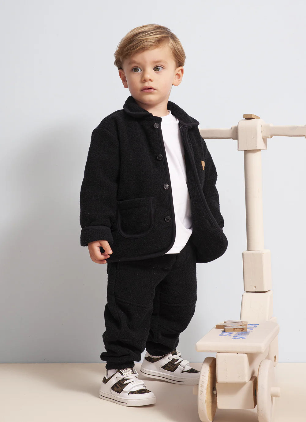 Casaco Tweed Bolsos For Boys Preto Pituchinhus