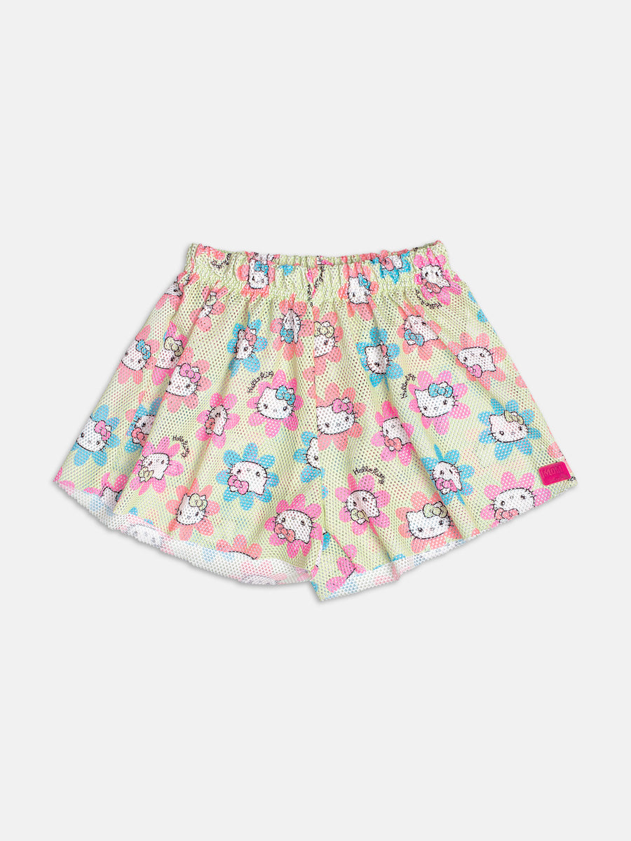 Saída Praia Shorts Hello Kitty Flores Momi