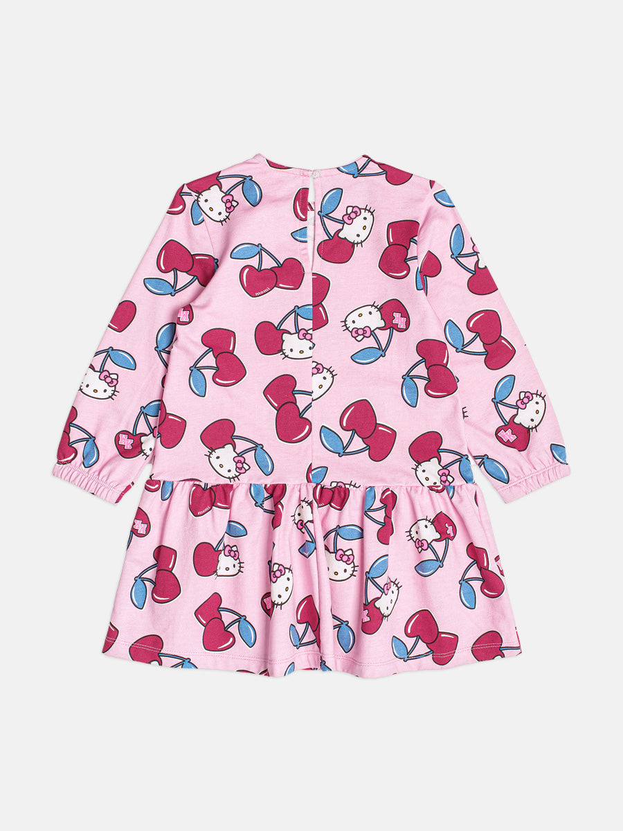 Vestido Manga Longa Moletinho Cerejas Cerejas Hello Kitty Momi