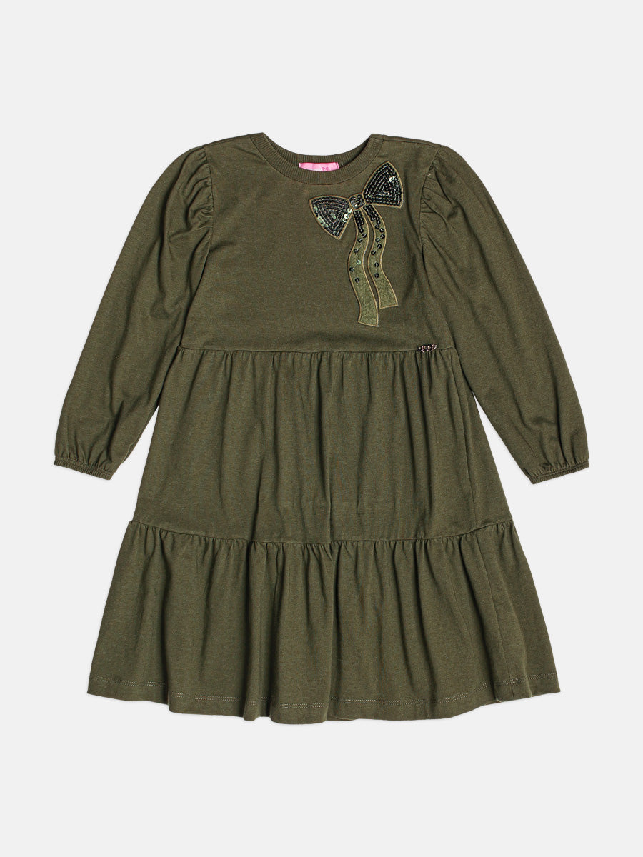 Vestido Manga Longa Militar Verde Musgo Momi
