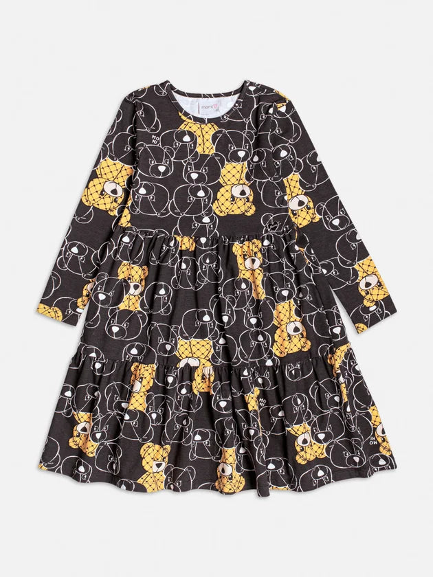 Vestido Preto com Estampa de Urso