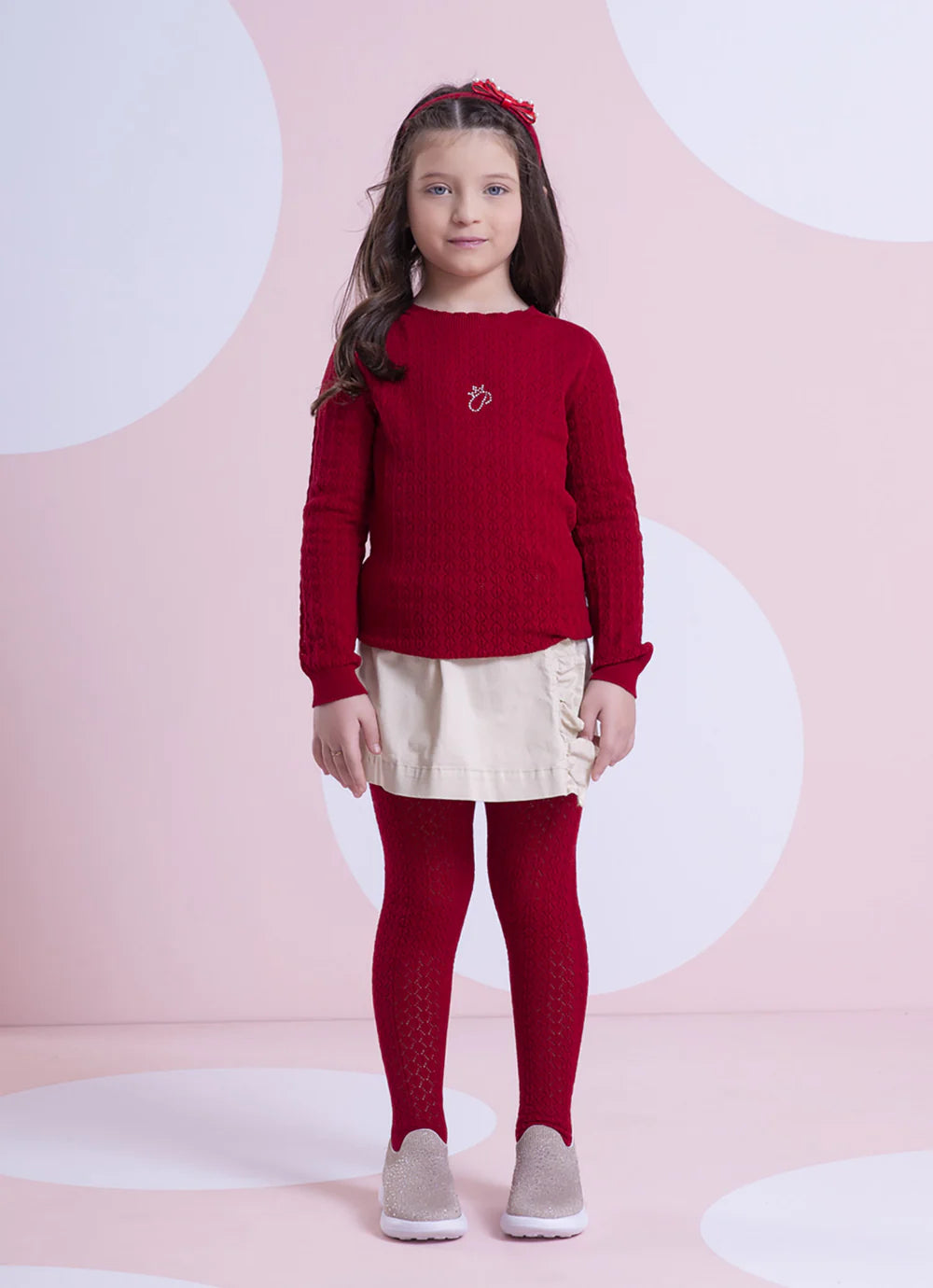 Blusa Tricot Sem Costura Rendada Cottonflex Bala De Cereja Pituchinhus