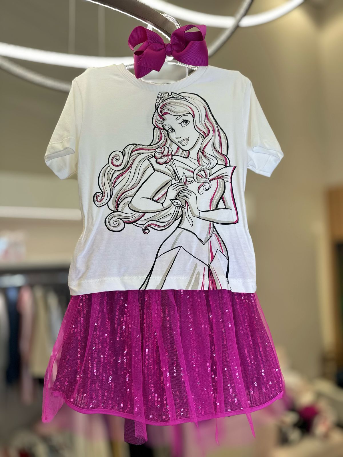 Conjunto Blusa Bela Strass Perola e Saia Tule Pink - BambolePetit