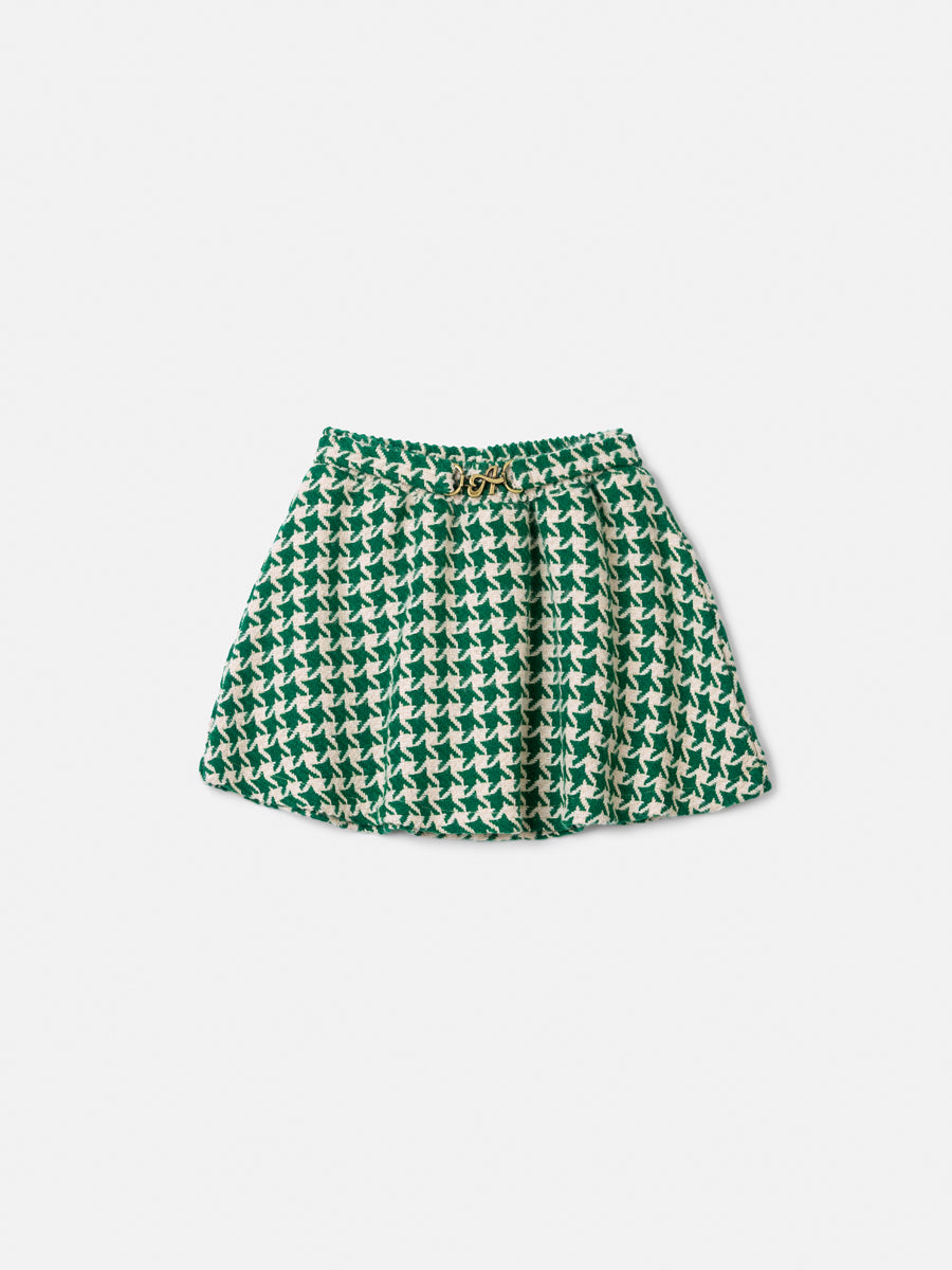 Saia De Tweed Xadrez Verde/Bege Animê