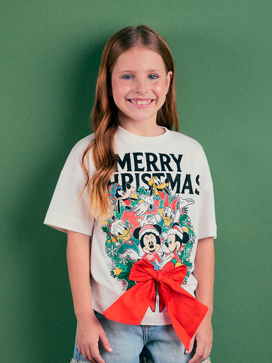 T-Shirt Guirlanda Natal Mickey Anime