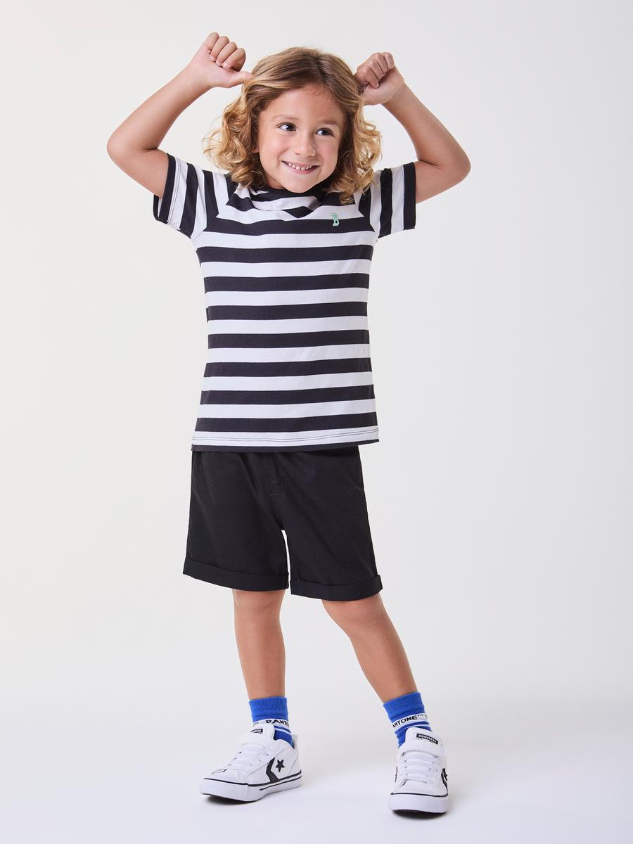 Conjunto T-Shirt e Bermuda Listras Bimbi