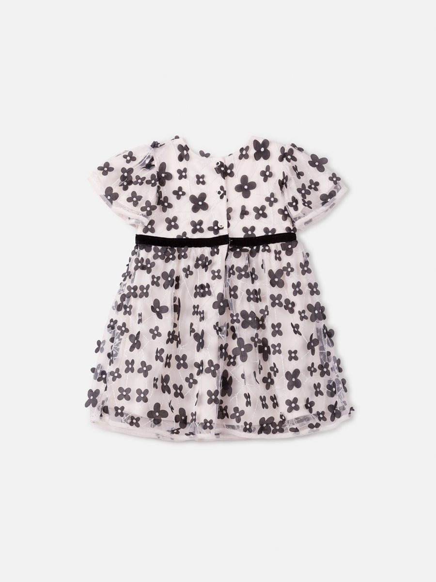 Vestido Tule Flores Pretas - BambolePetit