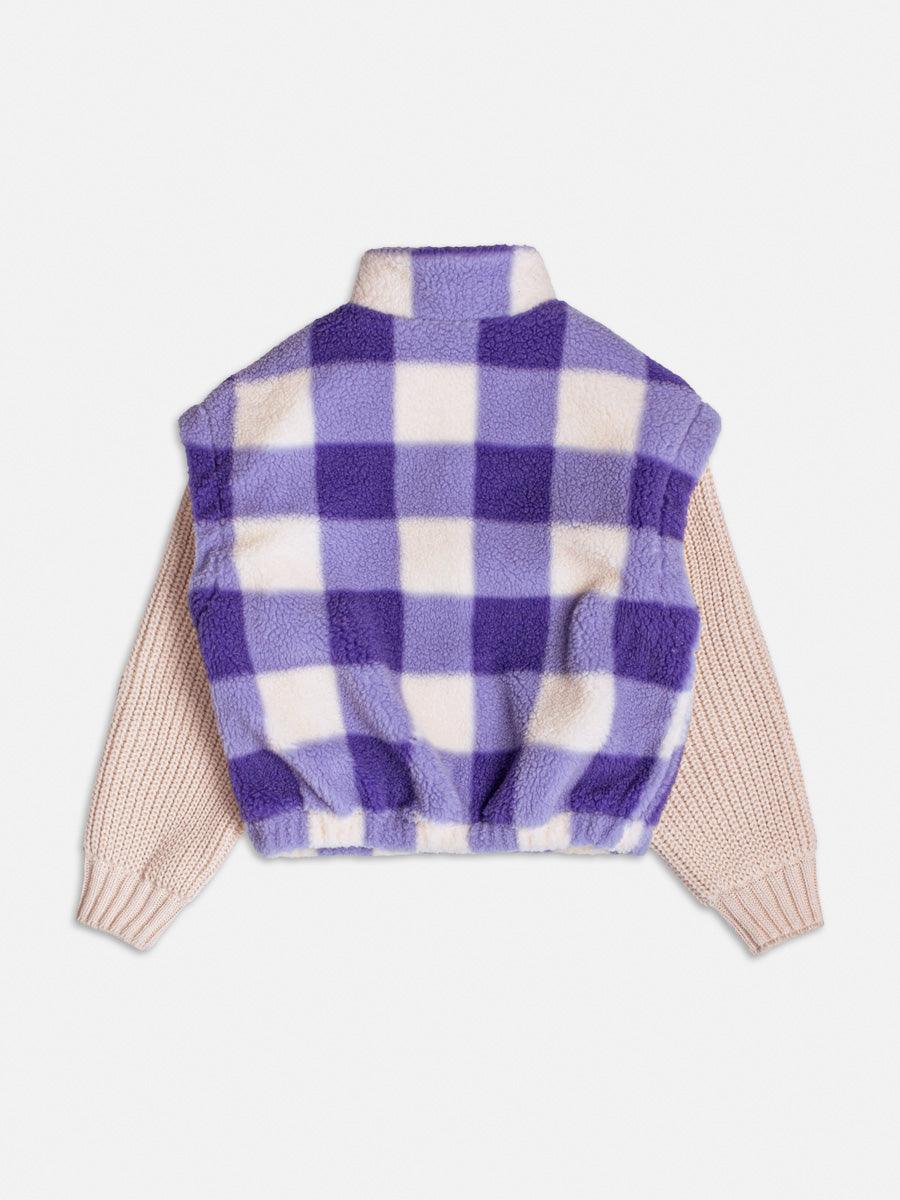 Jaqueta com Mangas de Tricot Off/Lilás - BambolePetit