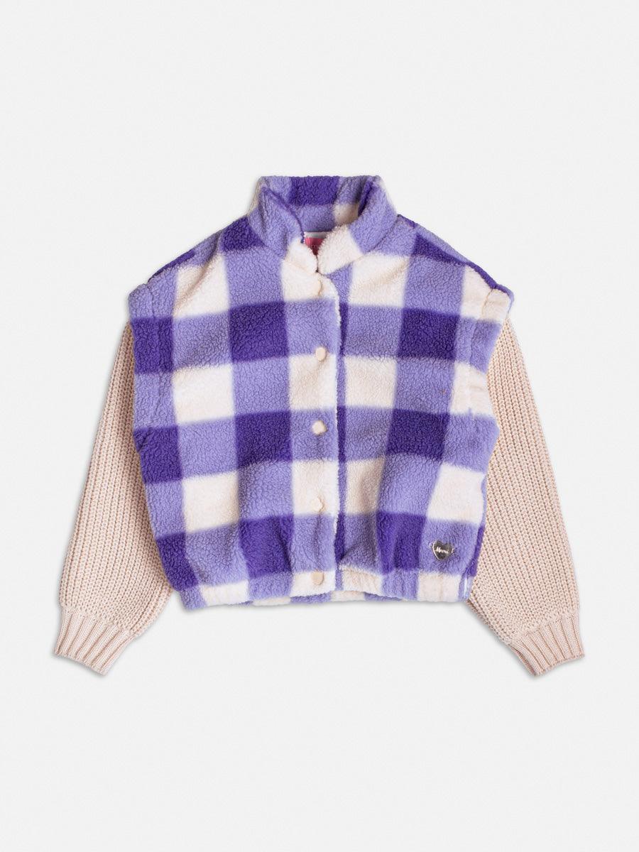 Jaqueta com Mangas de Tricot Off/Lilás - BambolePetit