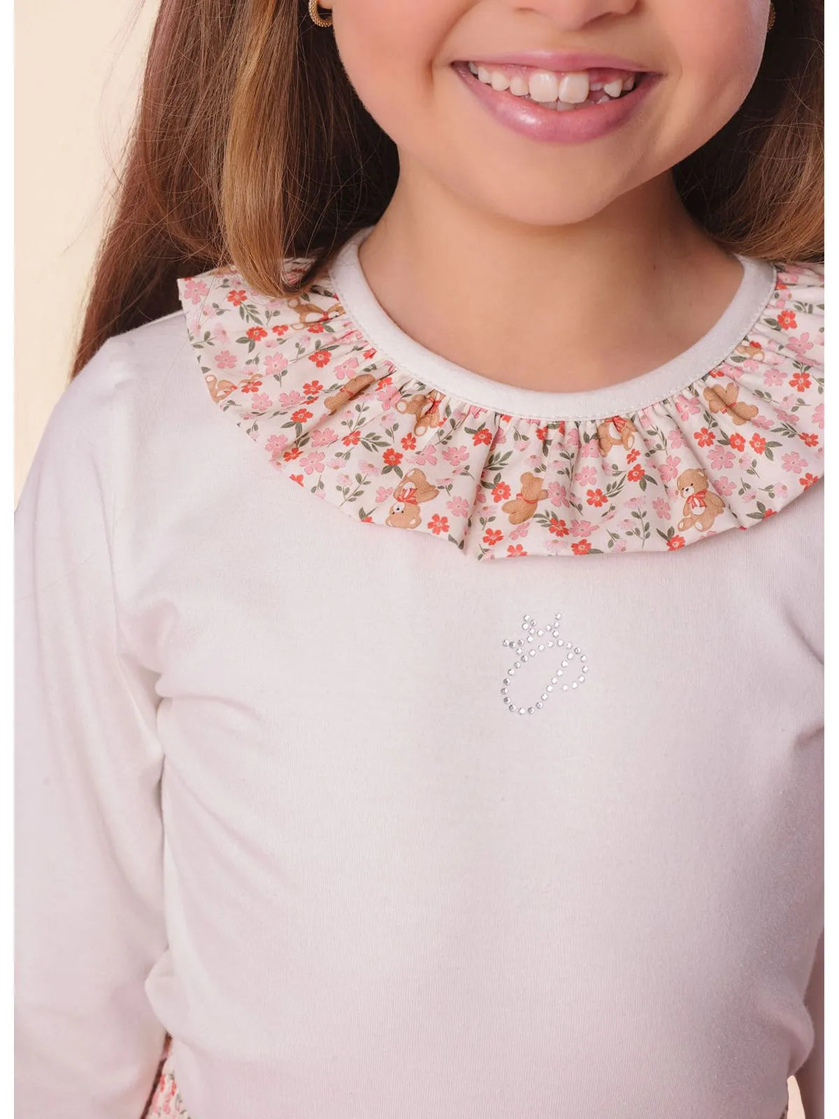 Blusa Cotton Estampa Liberty Pituchinhus Off White - BambolePetit