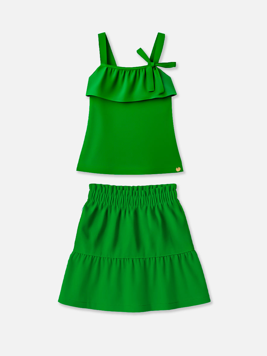 Conjunto Blusa e Saia Laço Verde Bimbi
