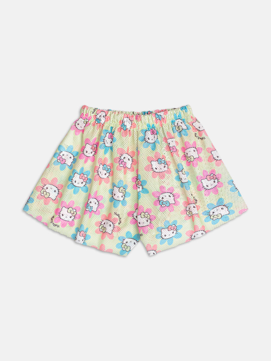 Saída Praia Shorts Hello Kitty Flores Momi