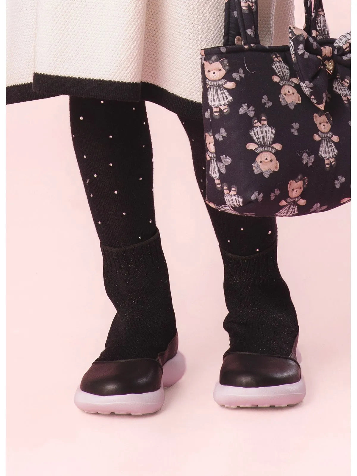 Meia Calça Tricot Cristais Preto - BambolePetit