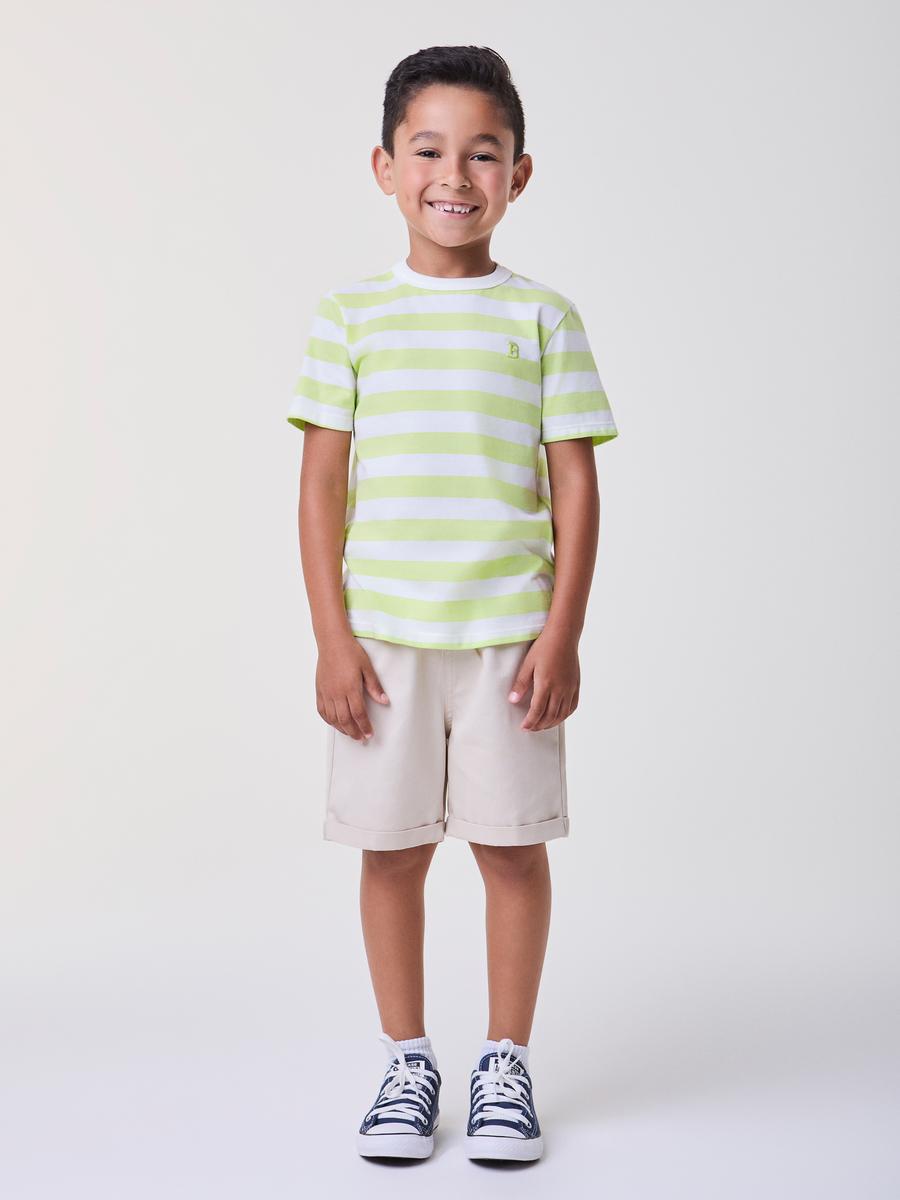 Conjunto Listrado Verde Lima com Bege Bimbi