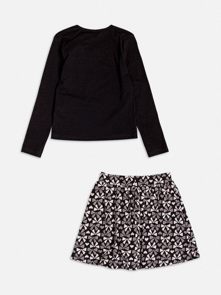 Conjunto Manga Longa Blusa Saia Preto - BambolePetit