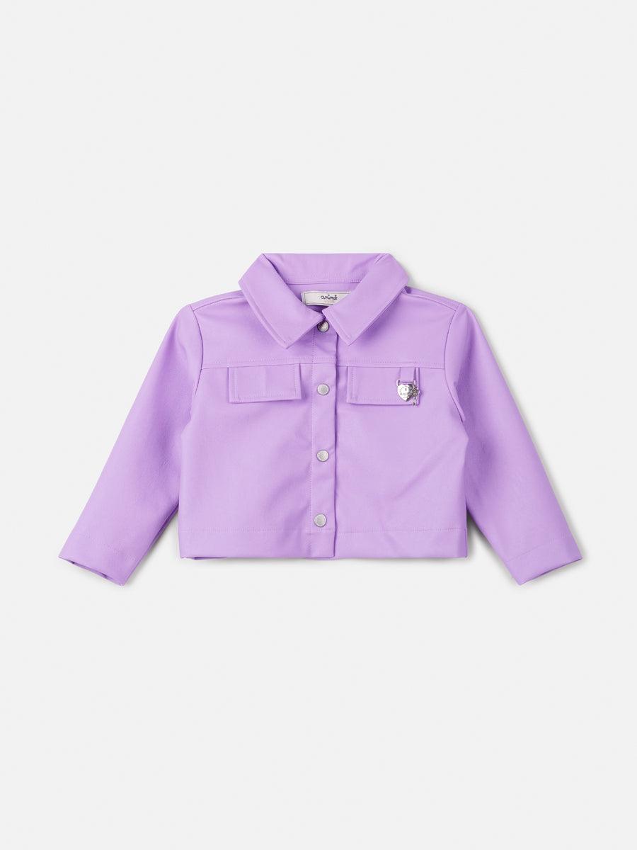 Jaqueta Fake Leather Lilás com Pingente - BambolePetit