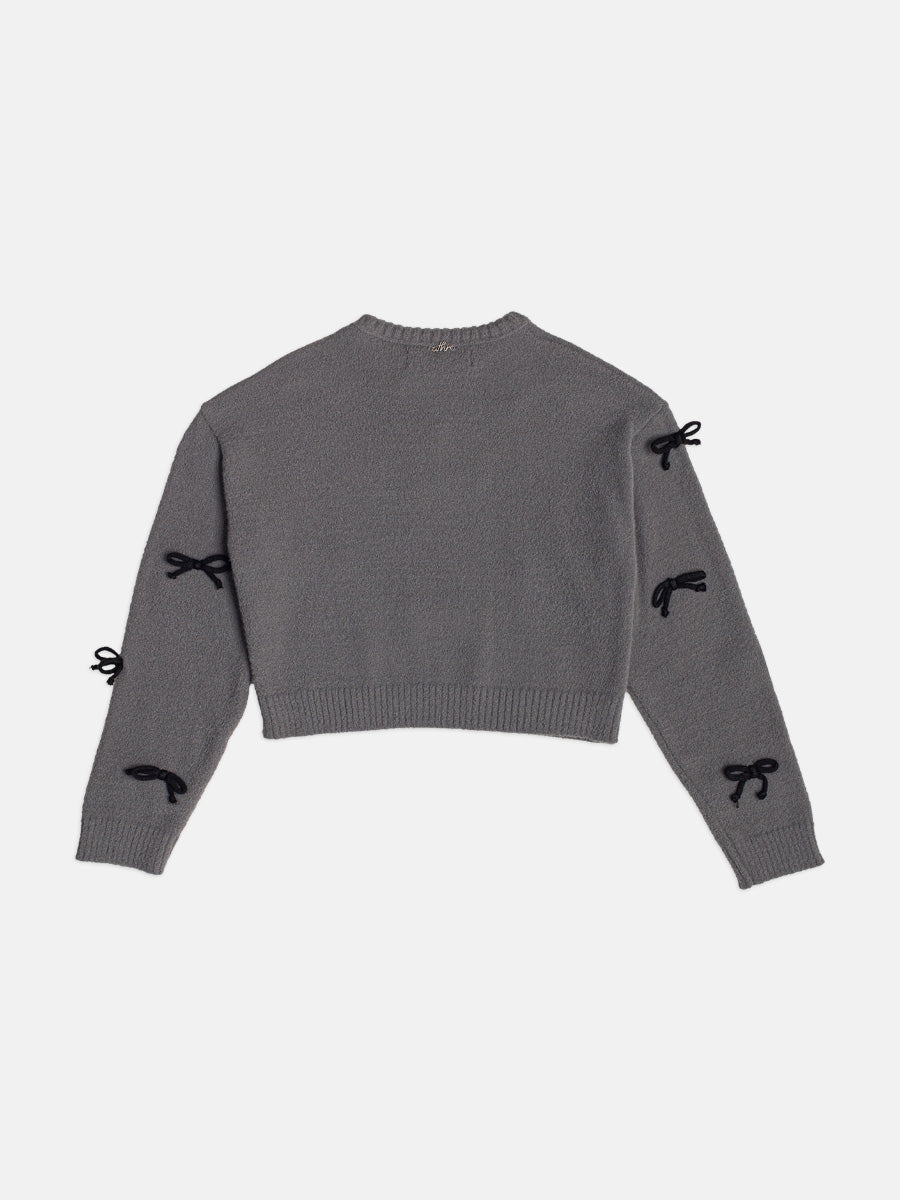 Casaco Tricot Com Lacos Cinza Grafite I Am