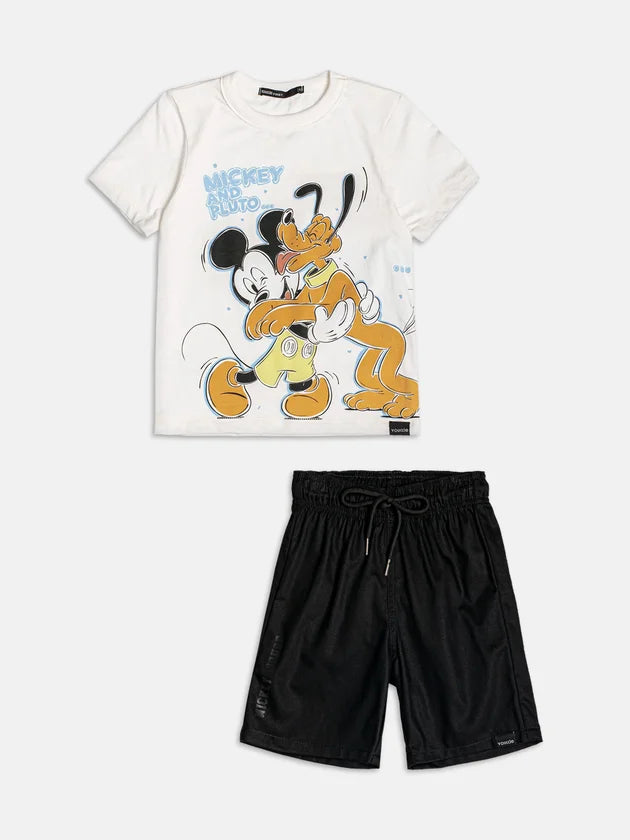 Conjunto T-Shirt e Bermuda Perola Mickey Youccie