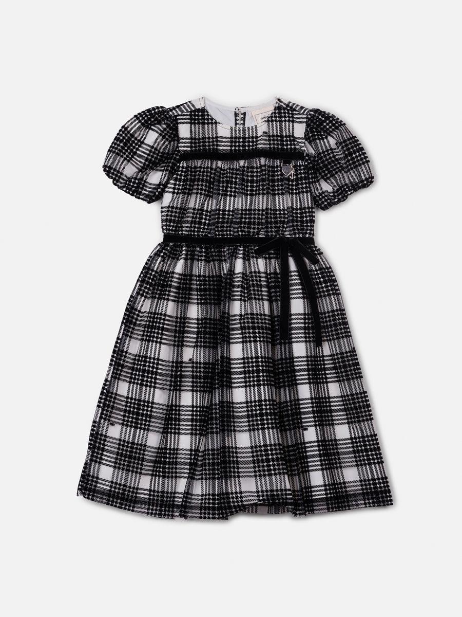 Vestido de Tule Preto Xadrez - BambolePetit